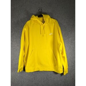 Nike Sportswear Mens XL Tech Fleece Hoodie Yellow Therma Fit Athletic PULLOVER
